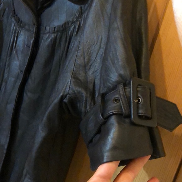 Cynthia Steffe navy leather jacket - Picture 2 of 5